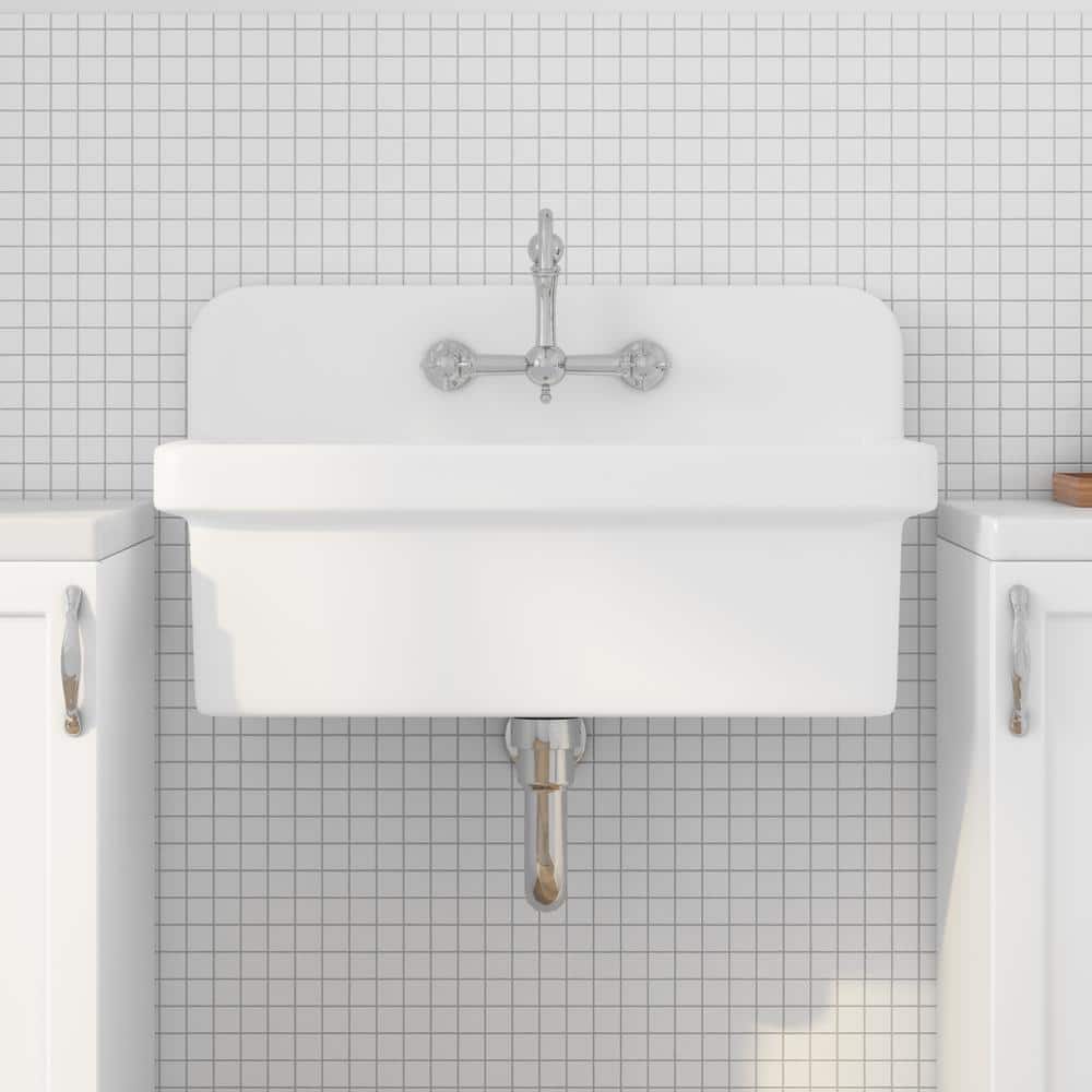 Eridanus Mason 15 Gal. Wall Mount Laundry Utility Sink - Crisp White