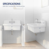 Eridanus Mason 15 Gal. Wall Mount Laundry Utility Sink - Crisp White
