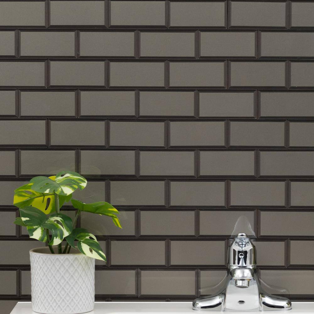 MSI Crisson Bevel Subway Peel and Stick 12 in. x 12 in. x 4 mm Glass Mosaic Tile (19.6 sq. ft./Case)