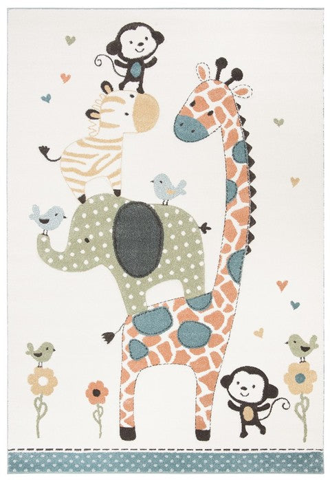 Safavieh Carousel Kids Kitty 5 x 8 Ivory/Pink Indoor Kids Area Rug
