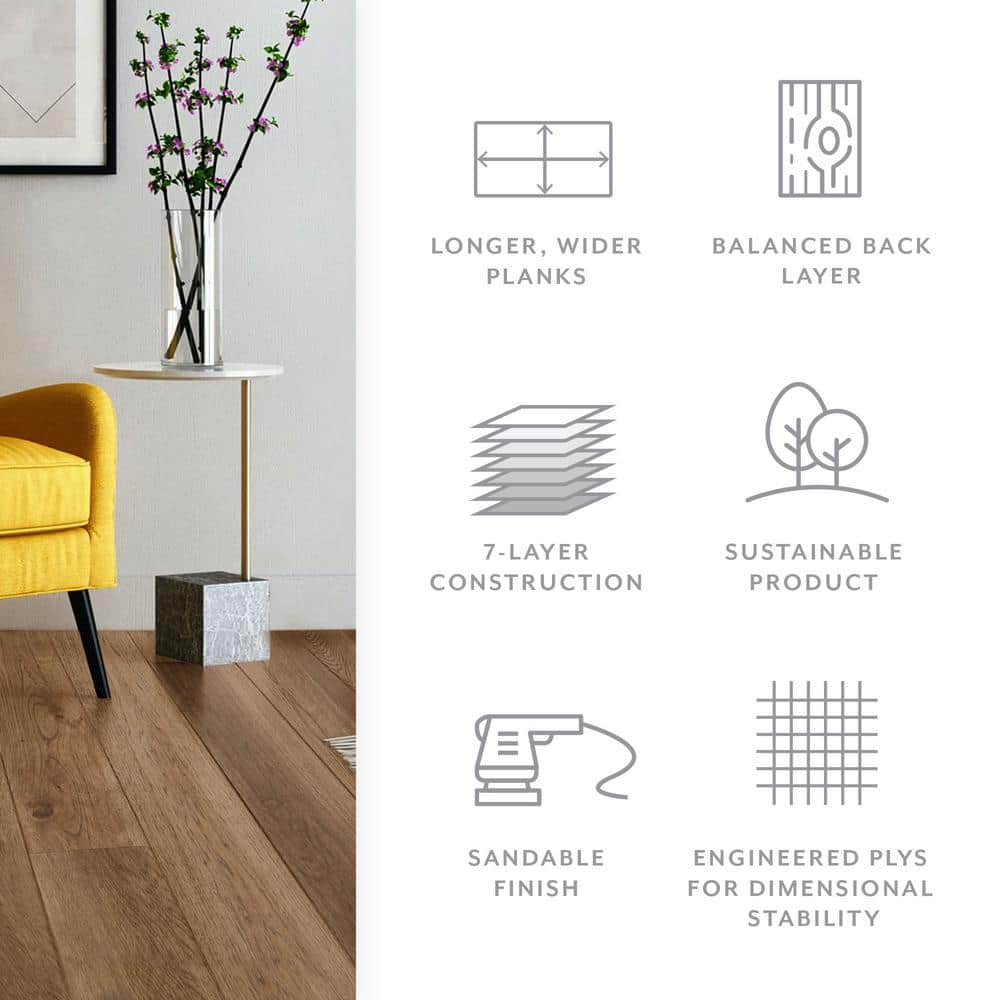 ASPEN FLOORING Crown Hickory 1/2 in. T x 7.5 in. W Tongue and Groove Wire Brushed Engineered Hardwood Flooring (1399.05 sqft/pallet)