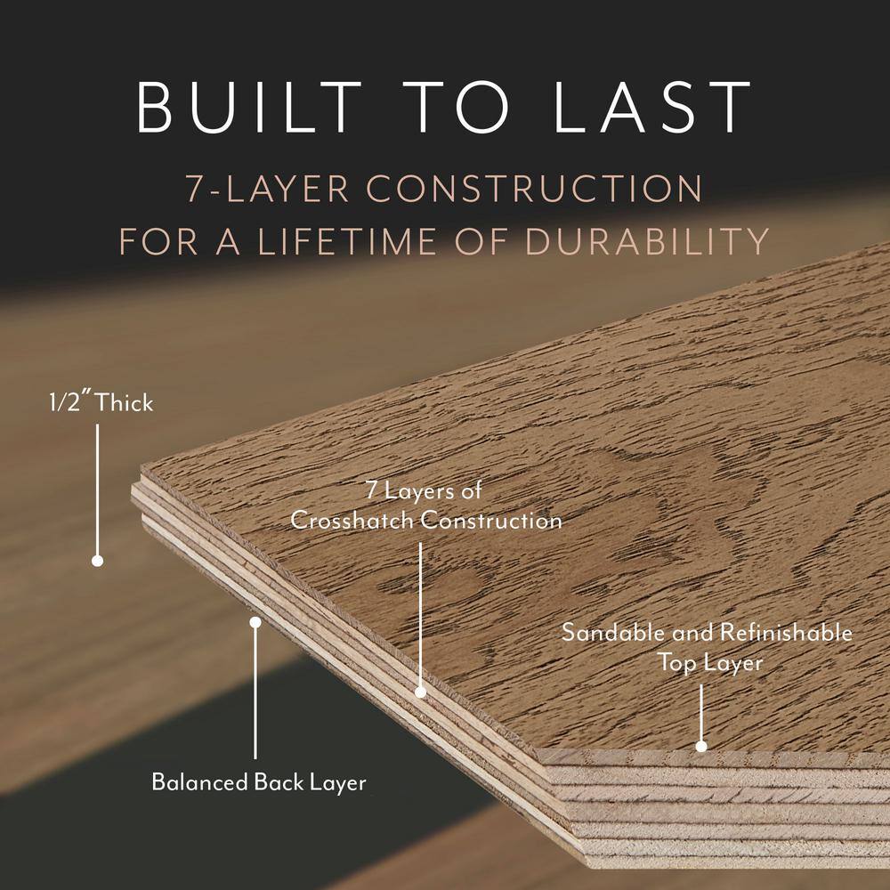 ASPEN FLOORING Crown Hickory 1/2 in. T x 7.5 in. W Tongue and Groove Wire Brushed Engineered Hardwood Flooring (1399.05 sqft/pallet)