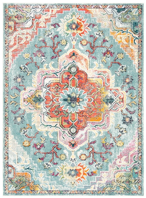 Safavieh Crystal Celeste 2 x 7 Light Blue/Fuchsia Indoor Distressed/Overdyed Vintage Runner