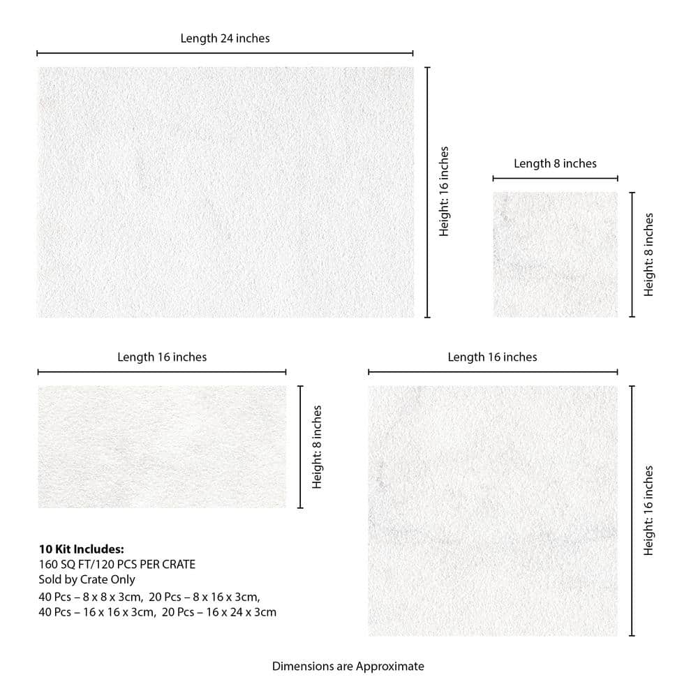 MSI Crystal White 10-Piece Kit Sandblast Marble Paver Tile Kit (160 Sq. ft./Pallet)