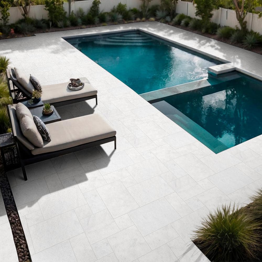MSI Crystal White 10-Piece Kit Sandblast Marble Paver Tile Kit (160 Sq. ft./Pallet)