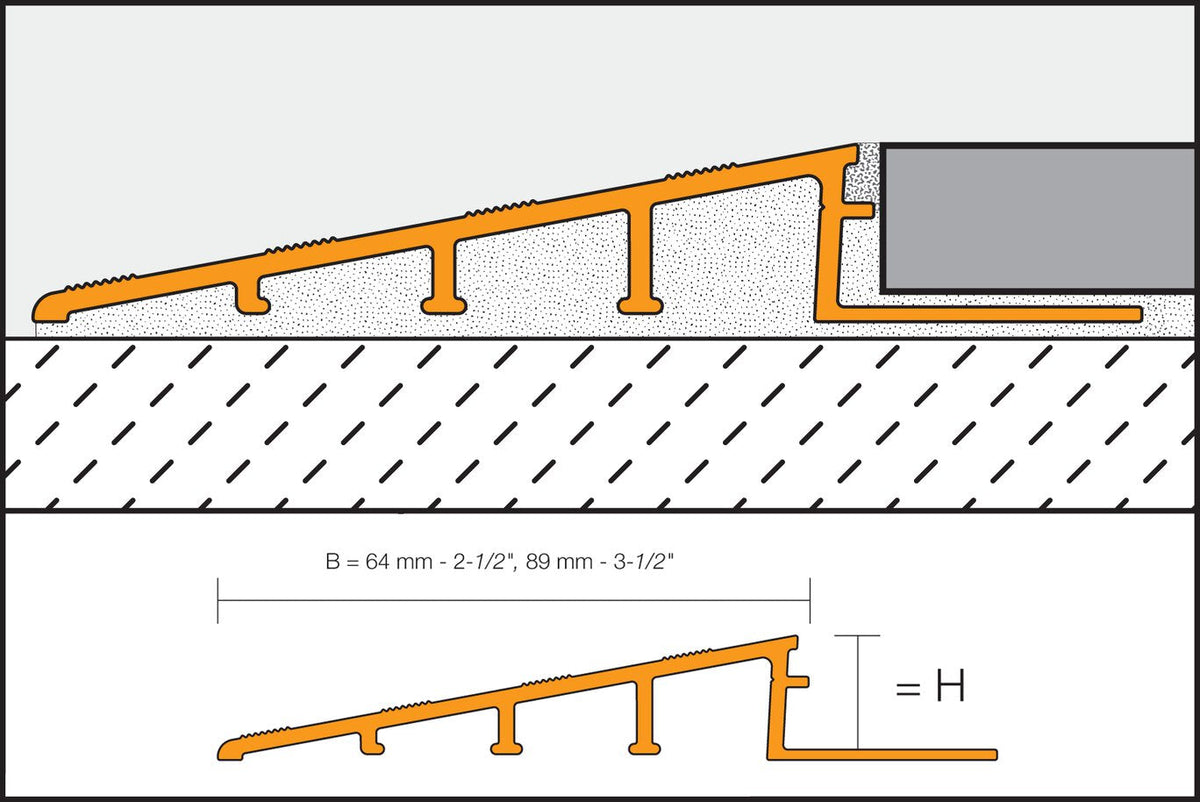 Schluter Systems RENO-RAMP 0.563-in W x 98.5-in L Satin Anodized Aluminum Reducer Tile Edge Trim
