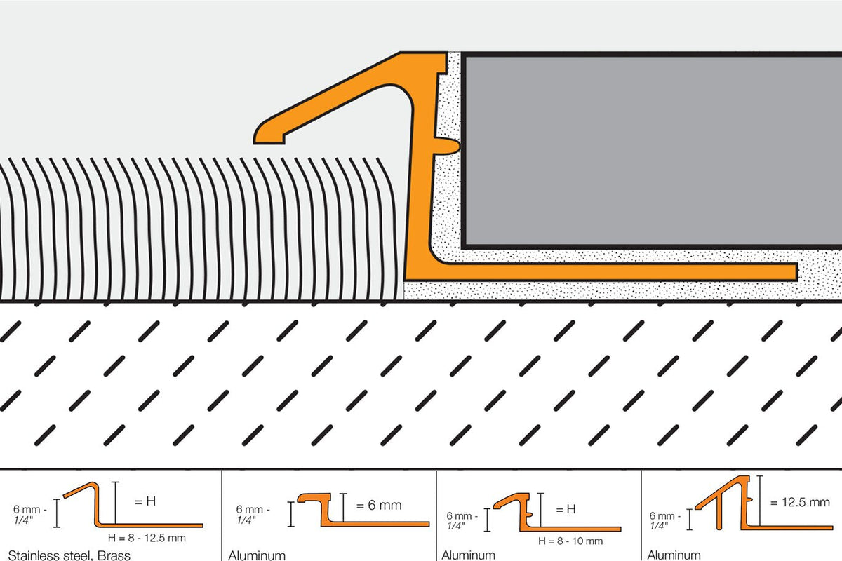 Schluter Systems RENO-TK 0.375-in W x 98.5-in L Satin Anodized Aluminum Reducer Tile Edge Trim
