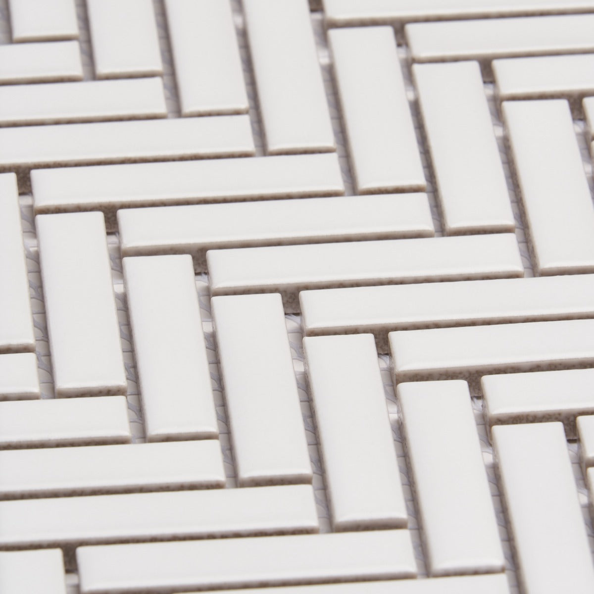 Kai White 1x2" Herringbone Matte Porcelain Mosaic Tile by Lux Tile