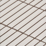 Kai White Glossy Porcelain Mosaic Tile - 1x4" Tri-Stacked Design