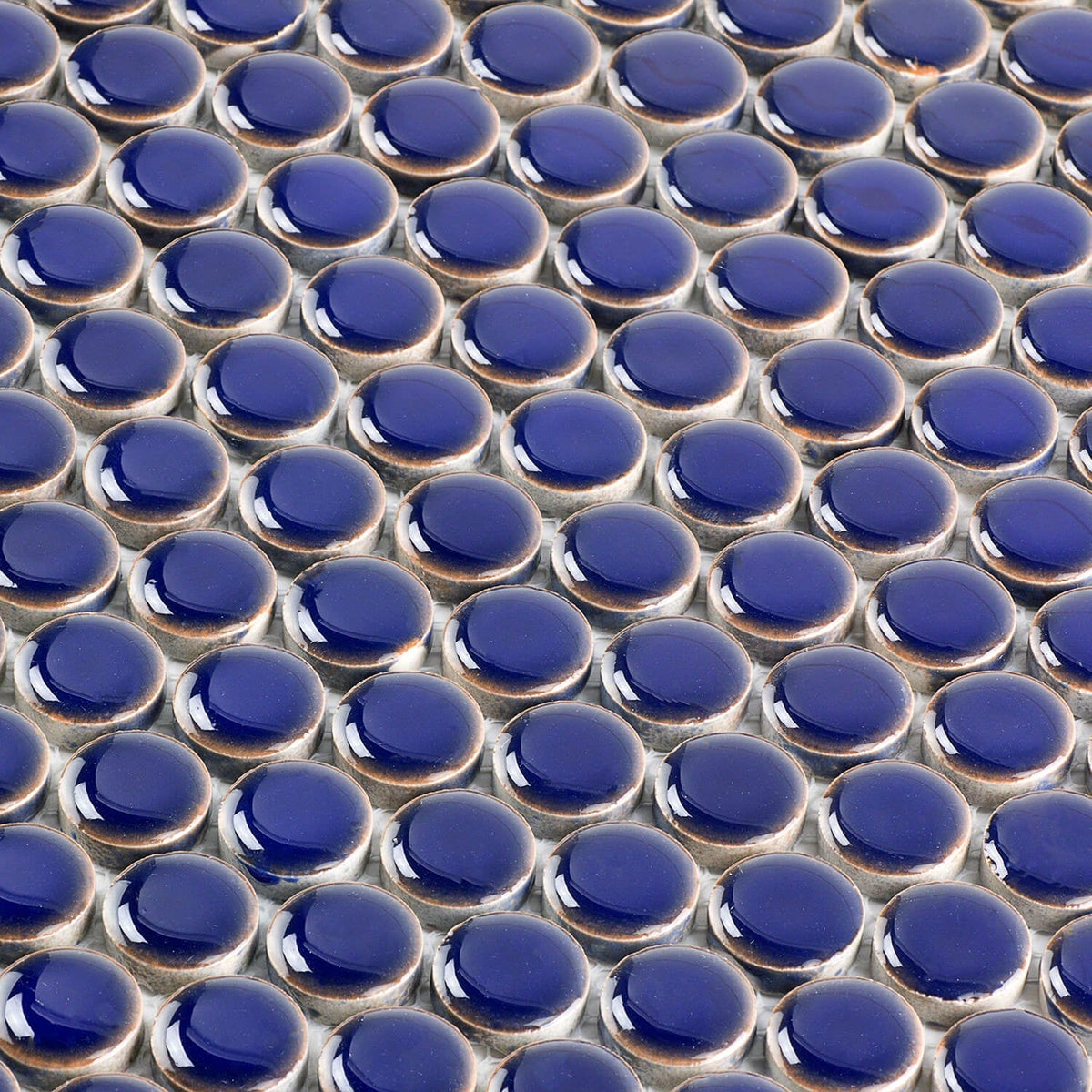 Eden Royal Blue Penny Round Polished Porcelain Mosaic Tile