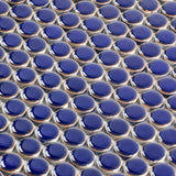 Eden Royal Blue Penny Round Polished Porcelain Mosaic Tile