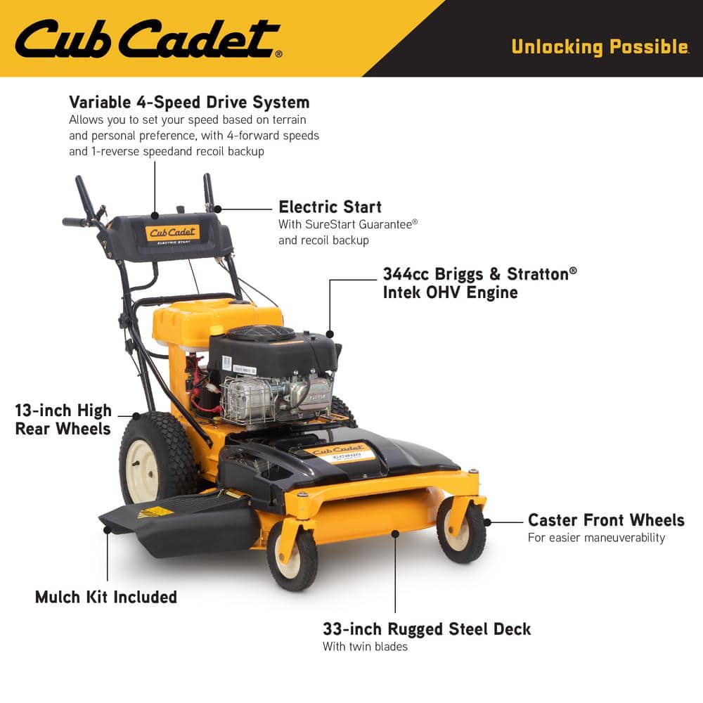 Cub Cadet 33 in. 10.5 HP Briggs and Stratton Electric Start Gas Engine Wide Area Walk Behind Self Propelled Lawn Mower