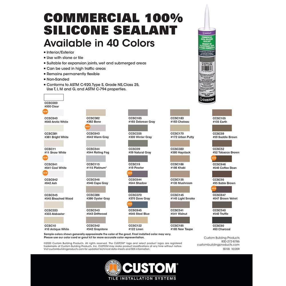 Custom Building Products Commercial #09 Natural Gray 10.1 oz. Silicone Caulk