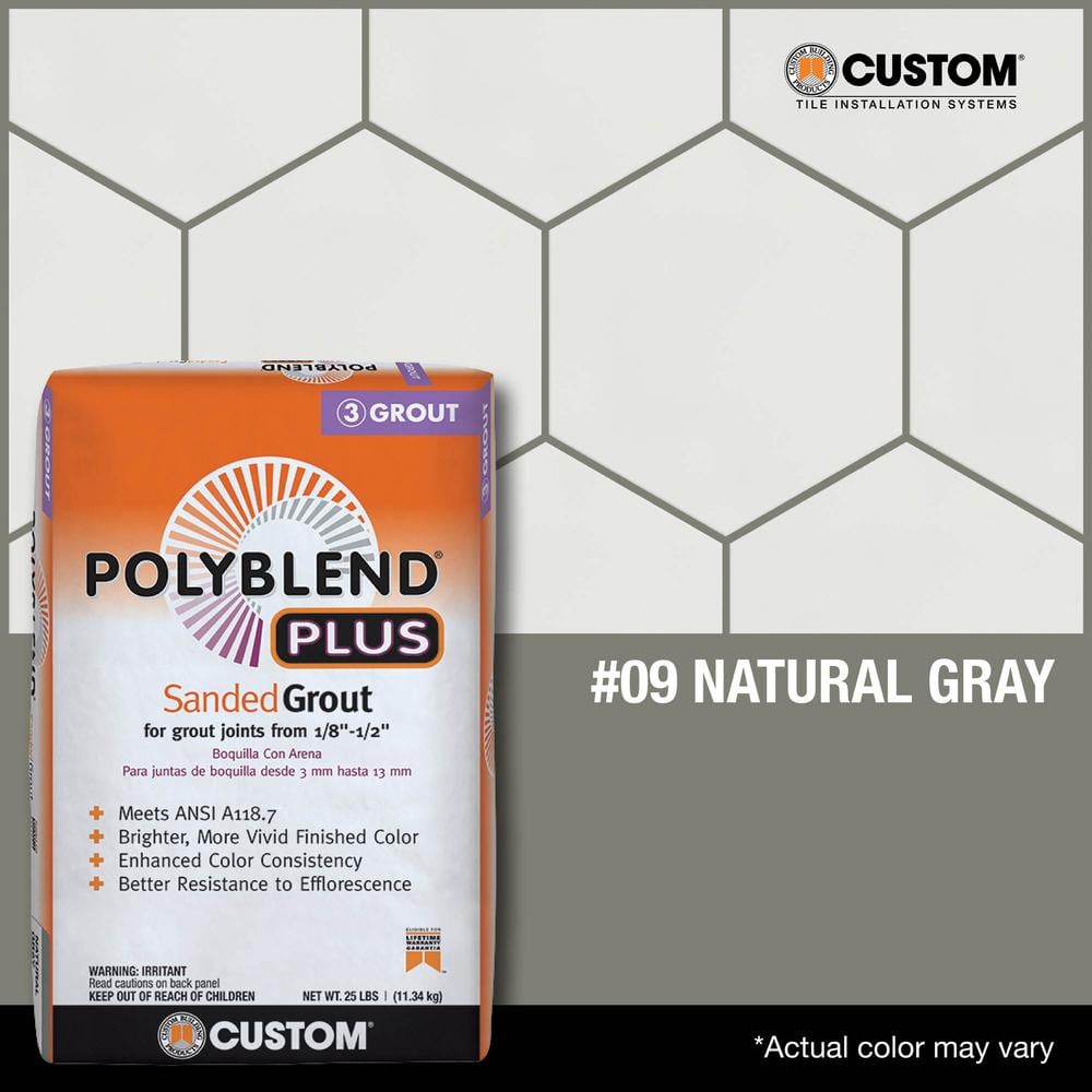 Custom Building Products Polyblend Plus #09 Natural Gray 1 lb. Sanded Grout