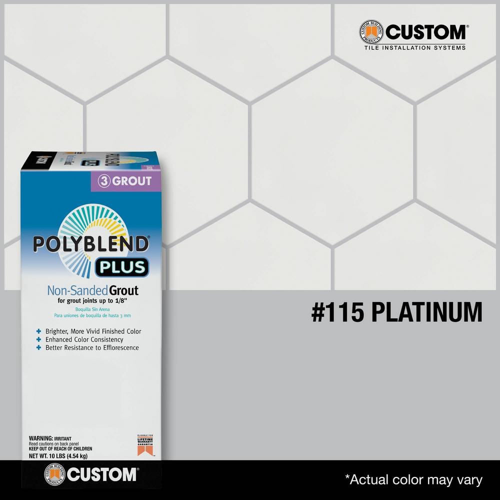 Custom Building Products Polyblend Plus #115 Platinum 10 lb. Unsanded Grout