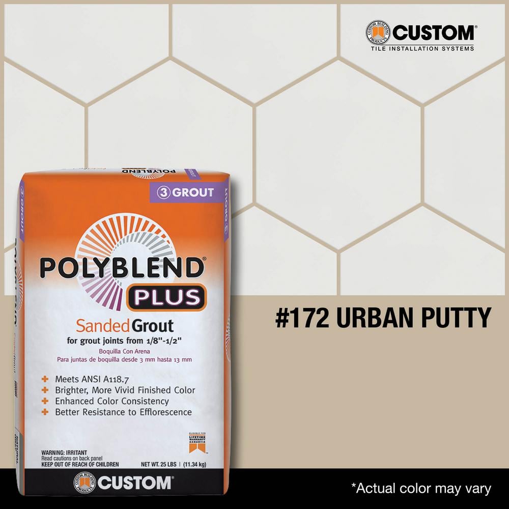 Custom Building Products Polyblend Plus #172 Urban Putty 25 lb. Sanded Grout
