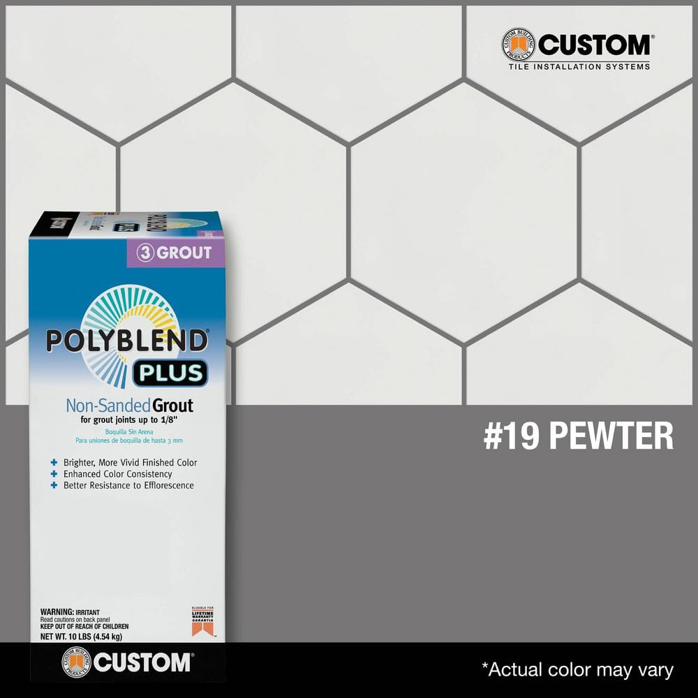 Custom Building Products Polyblend Plus #19 Pewter 10 lb. Unsanded Grout
