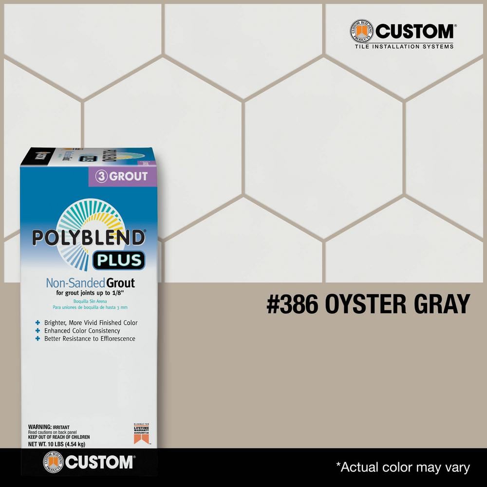 Custom Building Products Polyblend Plus #386 Oyster Gray 10 lb. Unsanded Grout