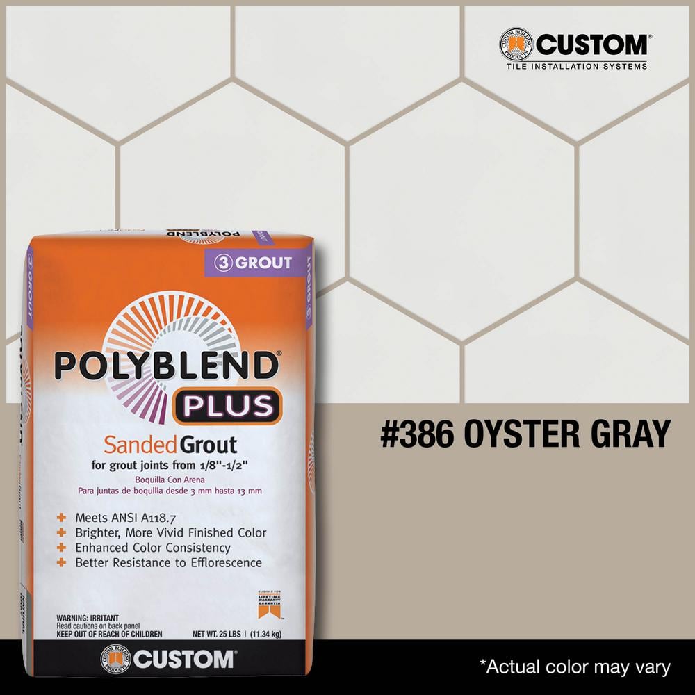 Custom Building Products Polyblend Plus #386 Oyster Gray 25 lb. Sanded Grout