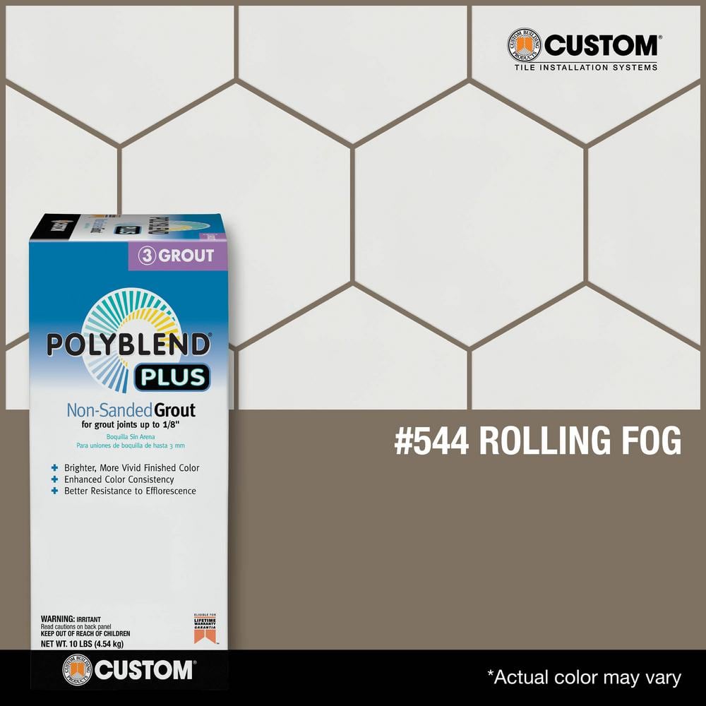 Custom Building Products Polyblend Plus #544 Rolling Fog 10 lb. Unsanded Grout
