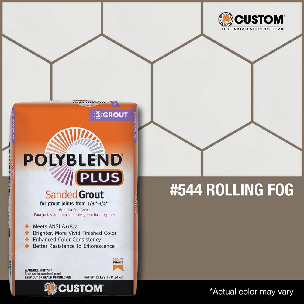 Custom Building Products Polyblend Plus #544 Rolling Fog 25 lb. Sanded Grout
