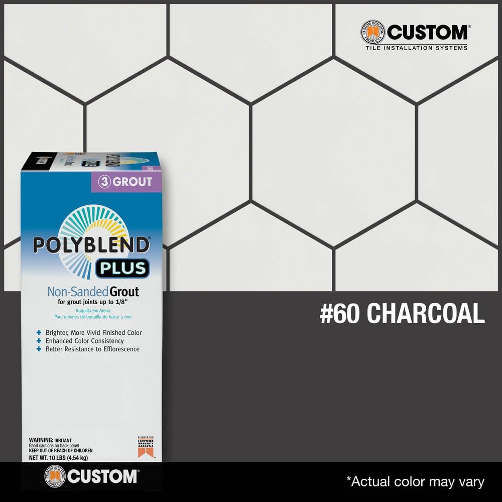 Custom Building Products Polyblend Plus #60 Charcoal 10 lb. Unsanded Grout