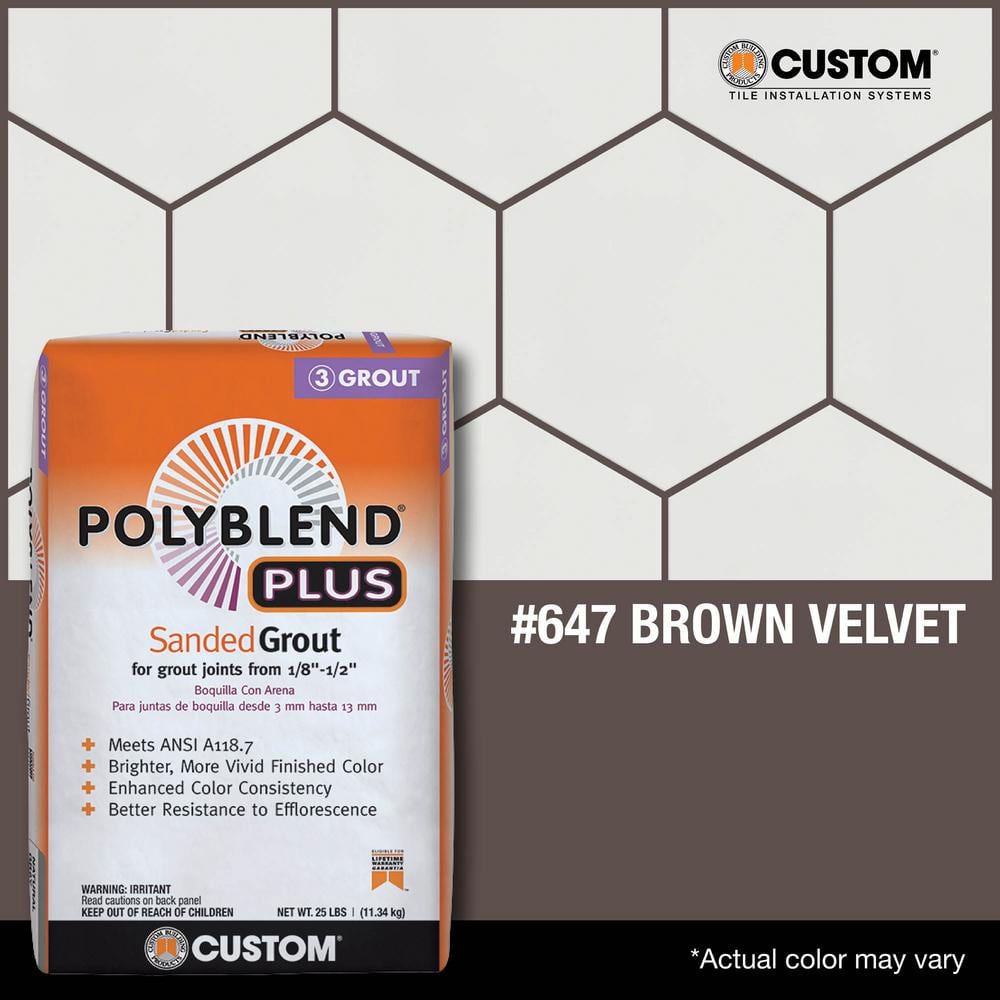 Custom Building Products Polyblend Plus #647 Brown Velvet 25 lb. Sanded Grout