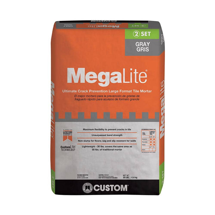 Custom Building Products MegaLite 30 lb. Gray Ultimate Crack Prevention Large Format Tile Mortar