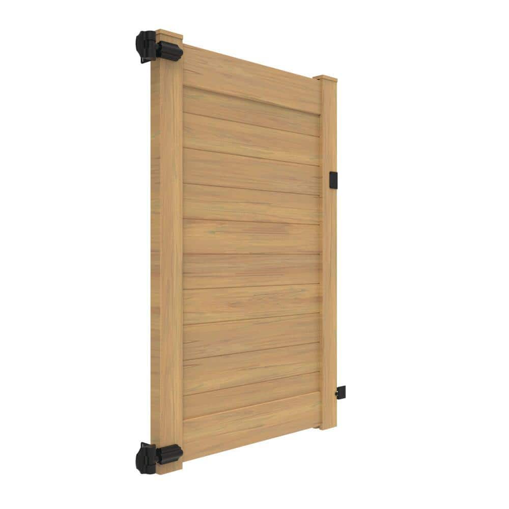 Barrette Outdoor Living 46 in. x 6 ft. Vinyl Privacy Horizontal Fence Gate - Cypress Finish