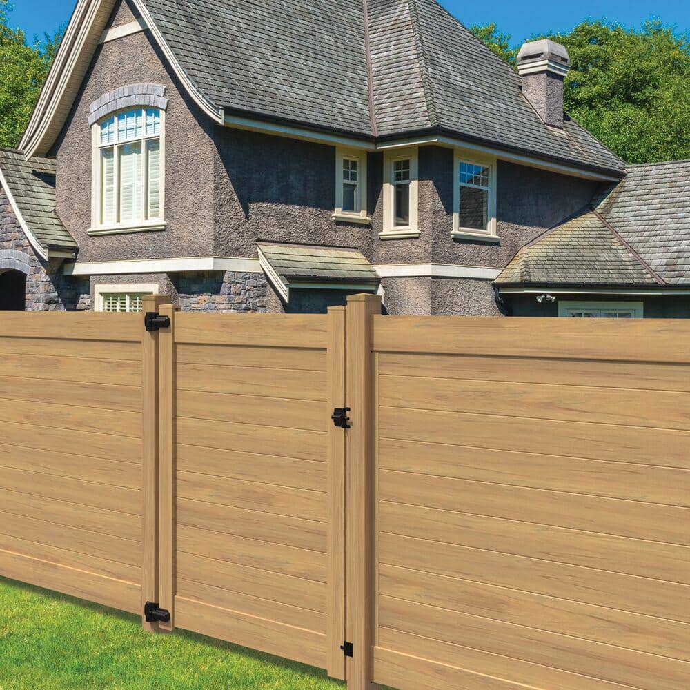 Barrette Outdoor Living Cypress Privacy Vinyl Fence Panel - Horizontal 6 ft. H x 8 ft. W