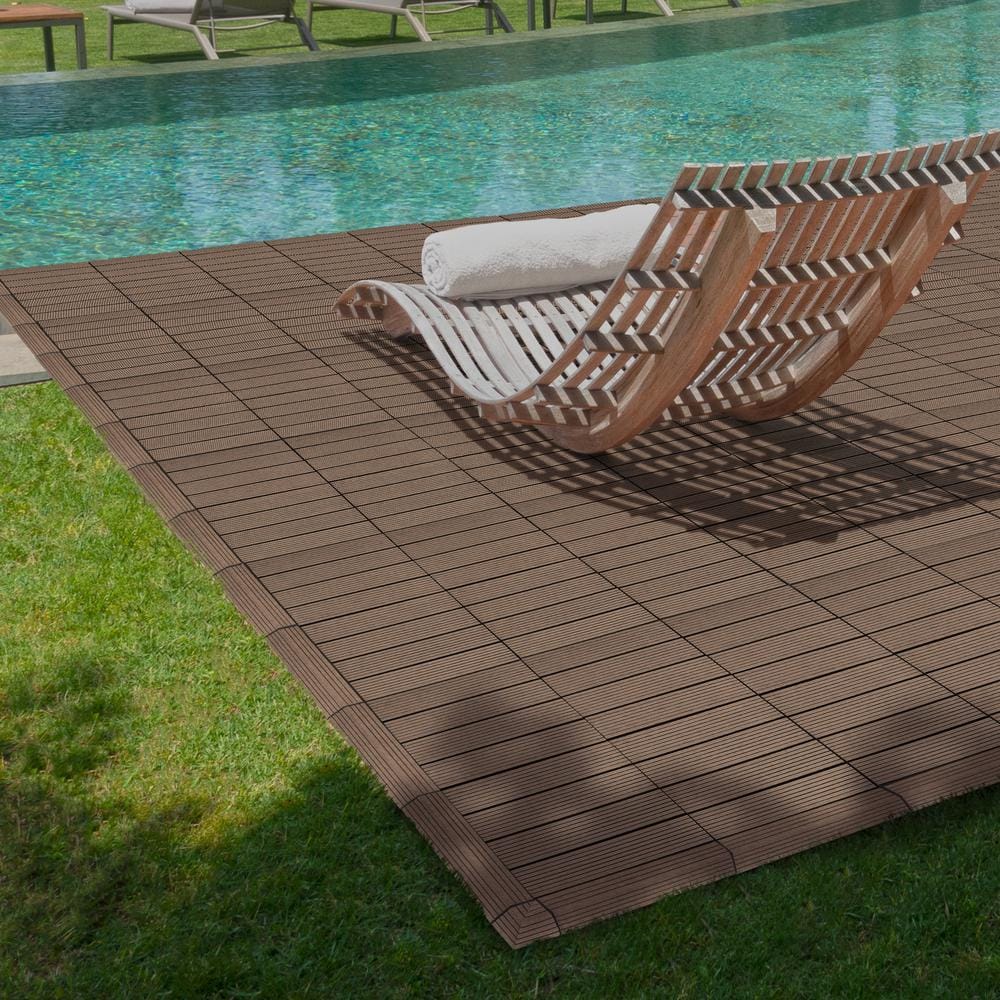 CREATIVE SURFACES 3 in. x 12 in. Composite Deck Tile Edge Trim in Cypress (4-Pieces Per Box)
