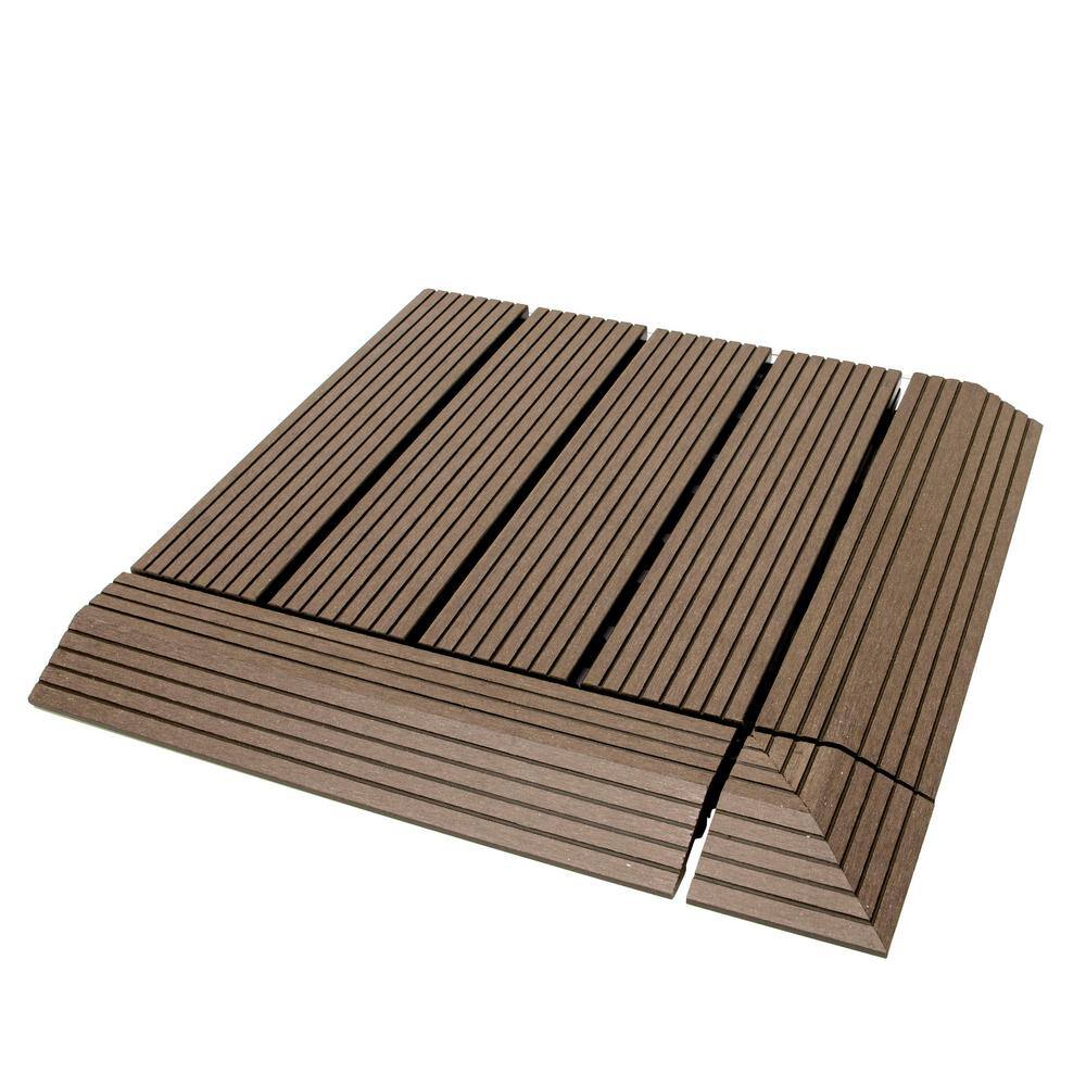 CREATIVE SURFACES 3 in. x 3 in. Composite Deck Tile Corner Trim in Cypress (4-Pieces Per Box)