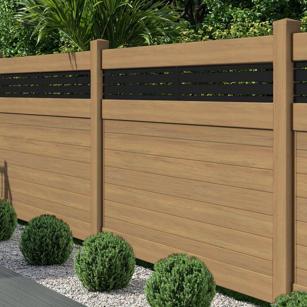 Barrette Outdoor Living Horizontal Boardwalk Semi-Privacy Vinyl Fence Panel 6x8 - Cypress