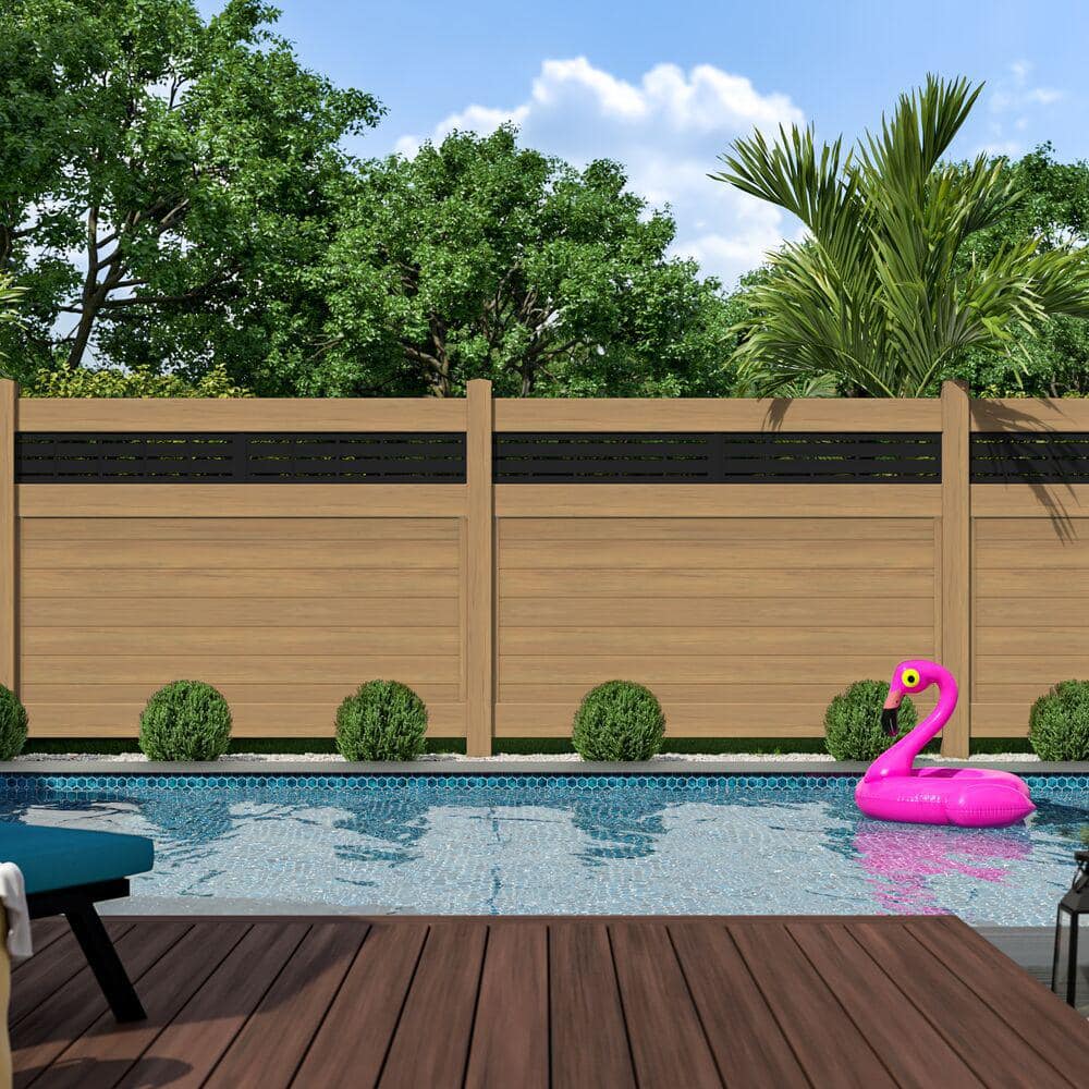 Barrette Outdoor Living Horizontal Boardwalk Semi-Privacy Vinyl Fence Panel 6x8 - Cypress
