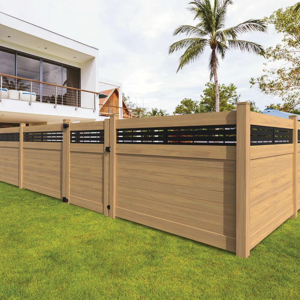 Barrette Outdoor Living Horizontal Boardwalk Semi-Privacy Vinyl Fence Panel 6x8 - Cypress