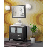 36 in. W x 18.5 in. D x 36 in. H Bathroom Vanity in White with Single Basin Vanity Top in White Ceramic and Mirror - Super Arbor