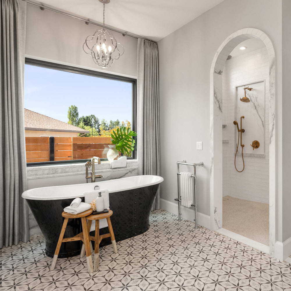 Merola Tile Classico Bardiglio Hex Flower 7 in. x 8 in. Porcelain Floor and Wall Tile (7.5 sq. ft./Case)
