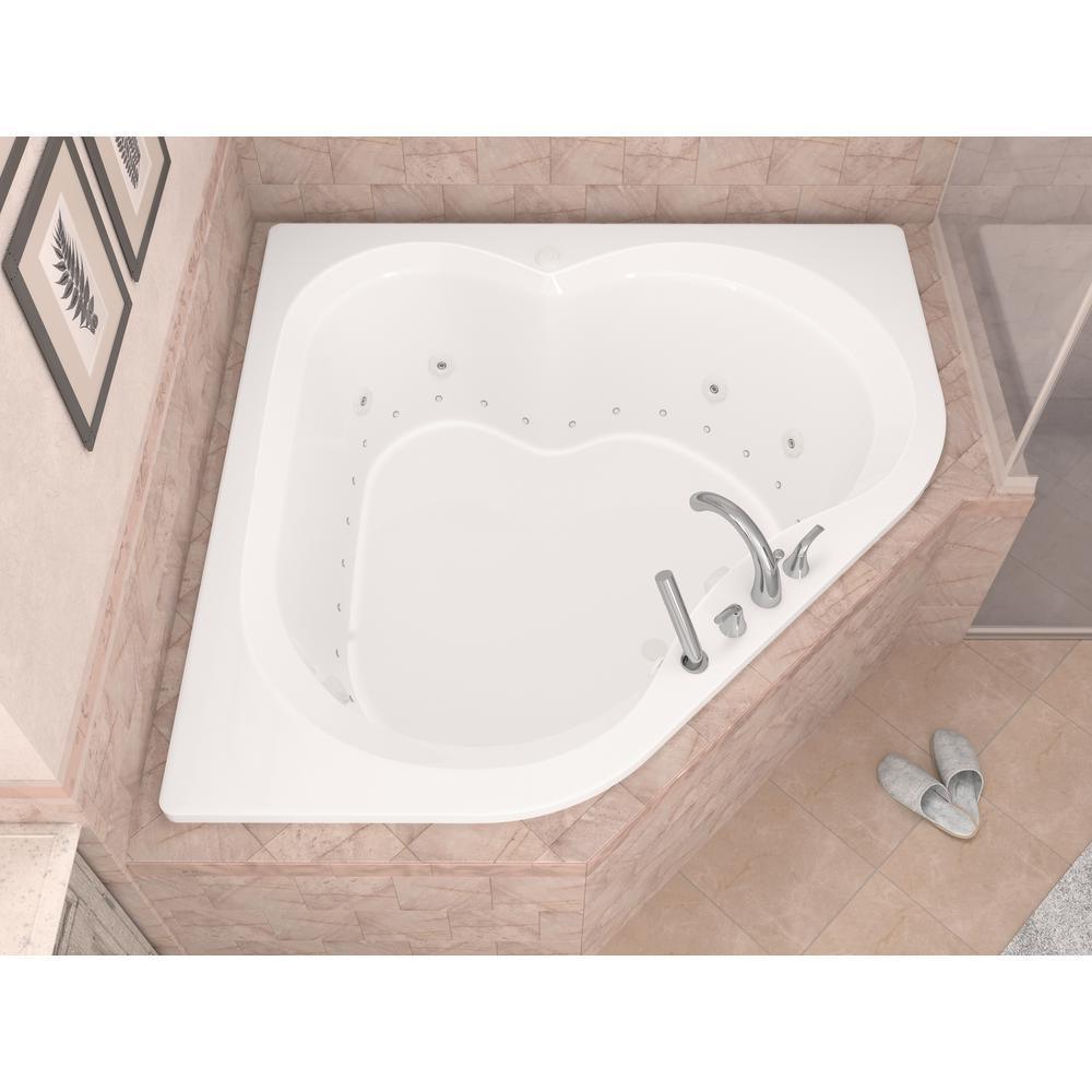 Beryl 5 ft. Acrylic Corner Drop-in Whirlpool Air Bathtub in White - Super Arbor