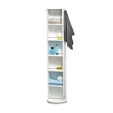 11.81 in. L x 6.89 in. W x 66.73 in. H Swivel Storage Cabinet Organizer Tower Free Standing Linen Tower Mirror in White - Super Arbor