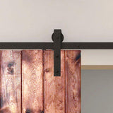 137.75 in. Black Solid Steel Barn Door Hardware Kit for Double Wood Doors with Adjustable Floor Guides (2-Piece Rails) - Super Arbor