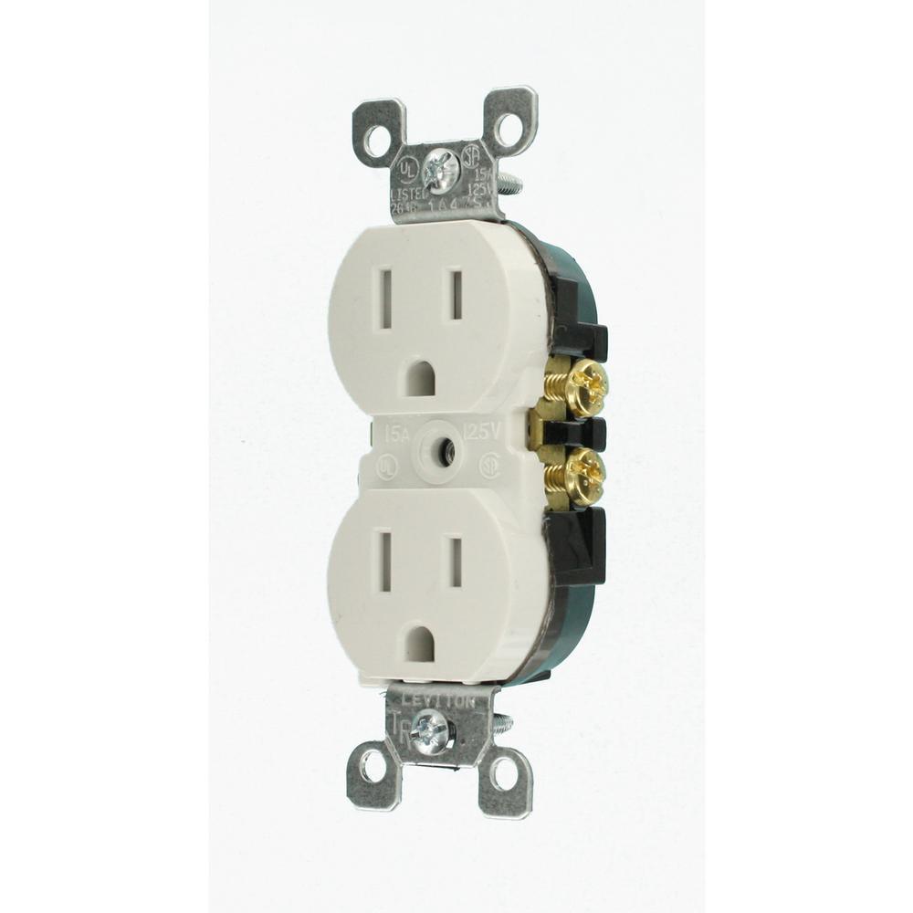 15 Amp Tamper-Resistant Duplex Outlet, White (10-Pack) - Super Arbor