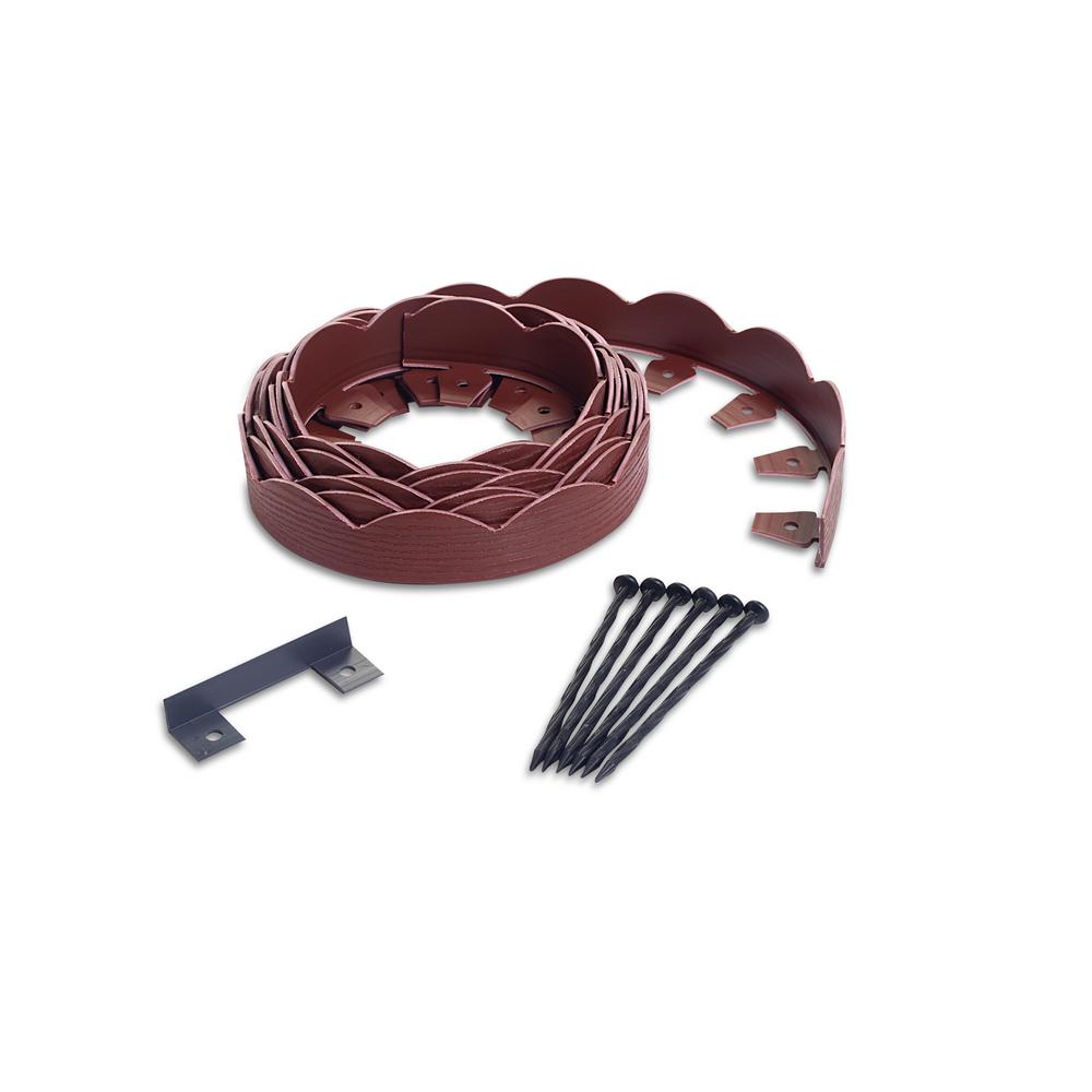 ProFlex 2 in. x 100 ft. Red Polyethylene Scalloped Woodgrain  No-Dig Edging Kit