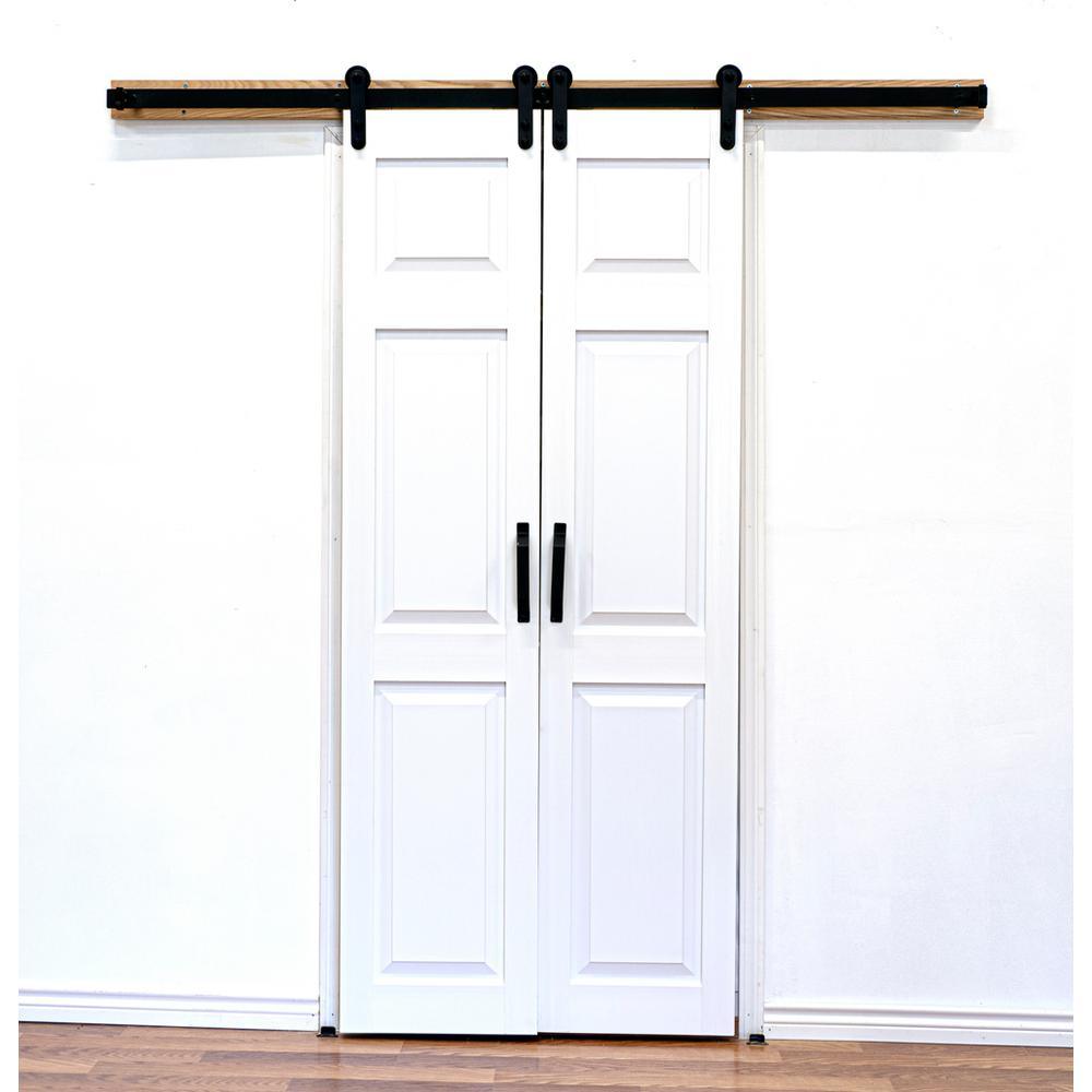 36 in. x 84 in. 6-Panel Composite PVC White Split Barn Door with Hardware Kit - Super Arbor