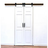 36 in. x 84 in. 6-Panel Composite PVC White Split Barn Door with Hardware Kit - Super Arbor