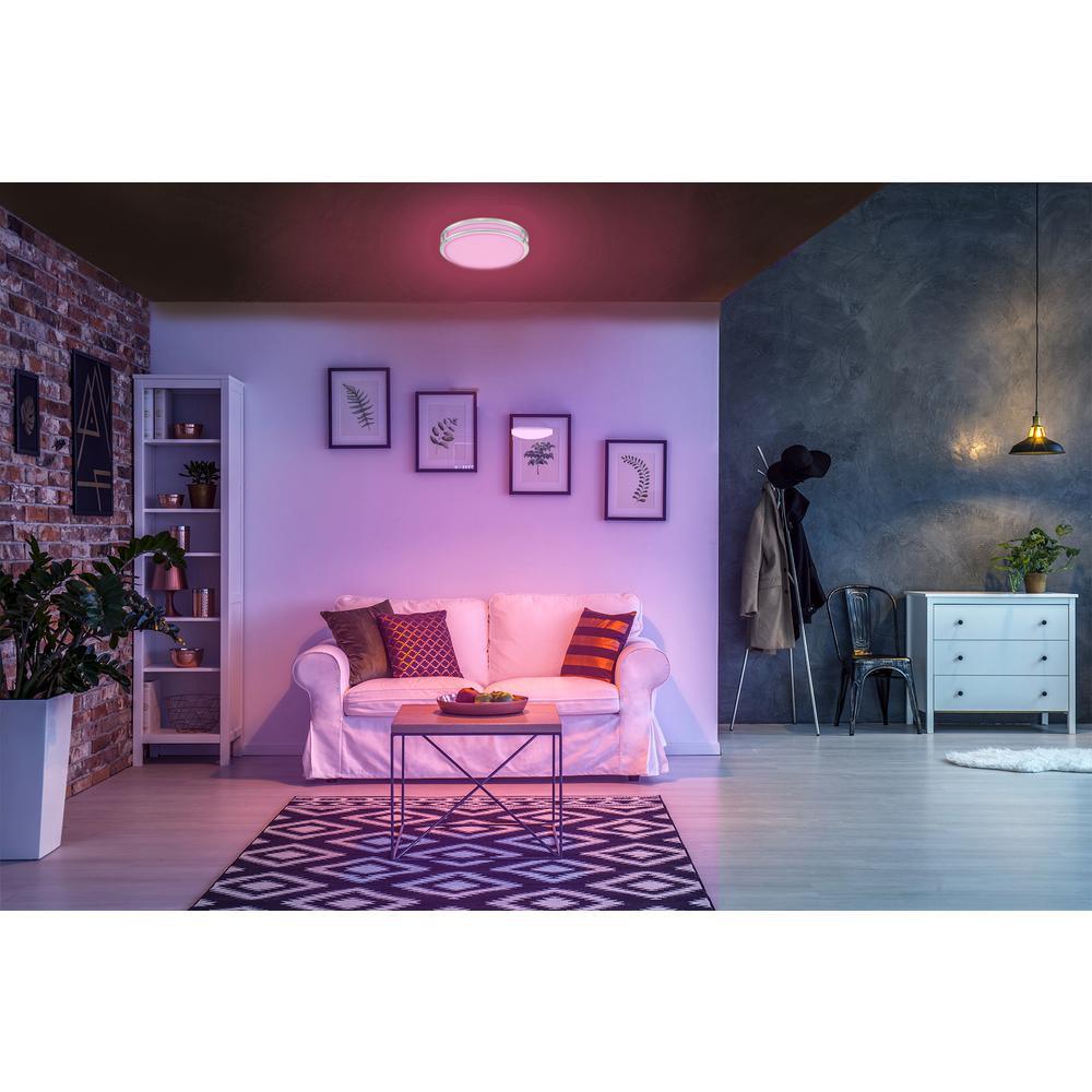 16 in. Voice Controlled Colors Brushed Nickel Smart LED Flush Mount - Super Arbor