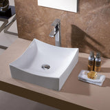 Square Bathroom Ceramic Vessel Sink Art Basin in White - Super Arbor