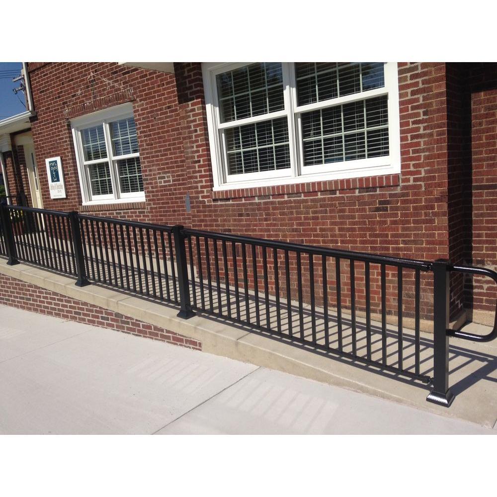 24 ft. x 1.9 in. Textured Black Aluminum Round ADA Handrail - Super Arbor