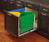 Rev-A-Shelf 5BBSC-WMDM24-W Recycle Center Waste System with Soft-Close, 3-Container, Cabinet Pull-Out