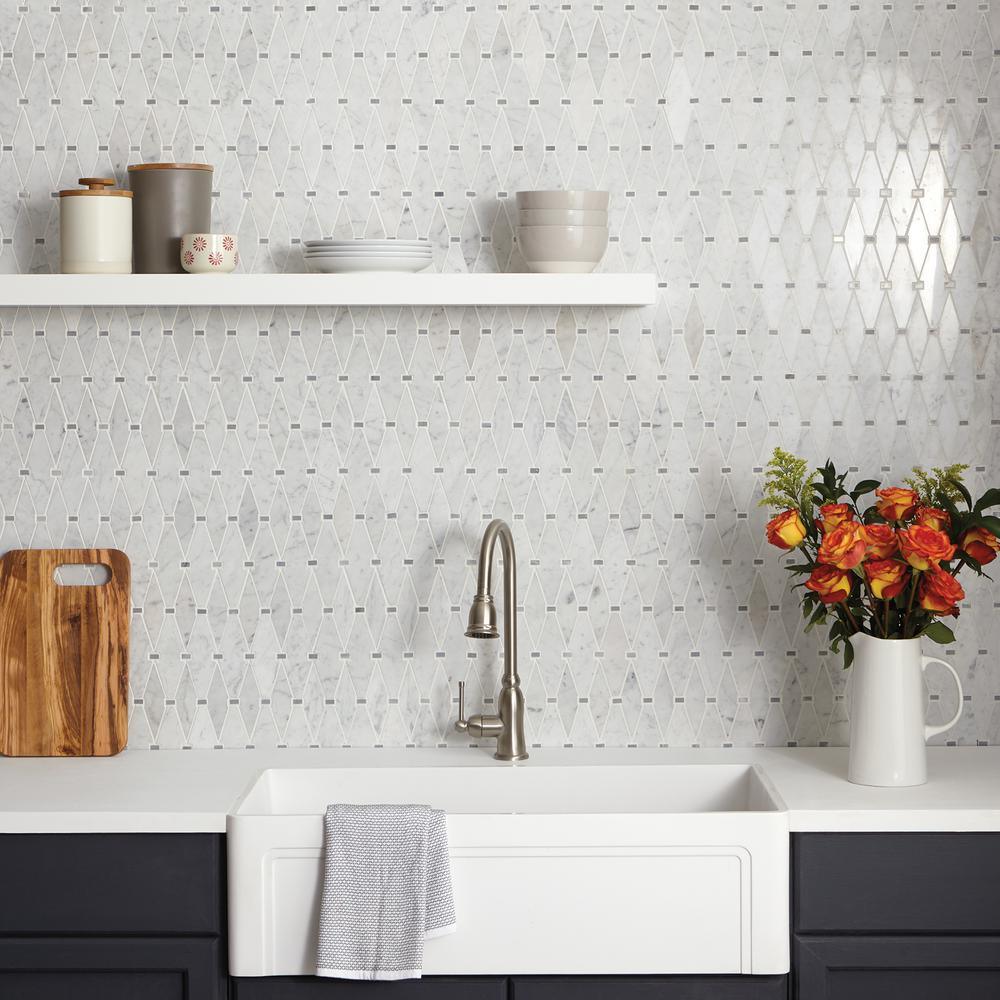 Premier Accents Eclipse Gray Diamond 11 in. x 15 in. x 8 mm Stone Mosaic Floor and Wall Tile (0.94 sq. ft. / piece) - Super Arbor