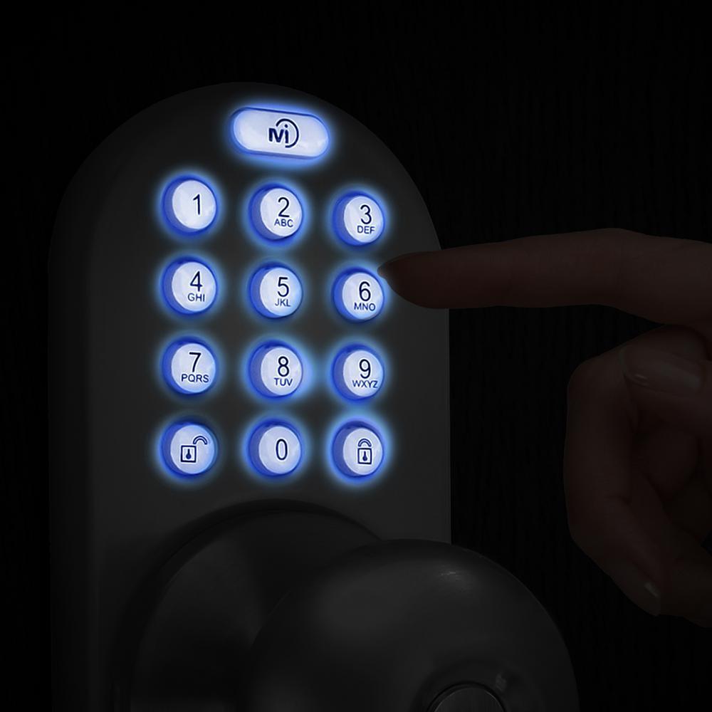 Satin Nickle Single-Cylinder Electronic Door Knob with Keyless Back-Lit Keypad Entry - Super Arbor